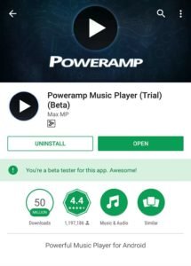 Poweramp music player beta tester